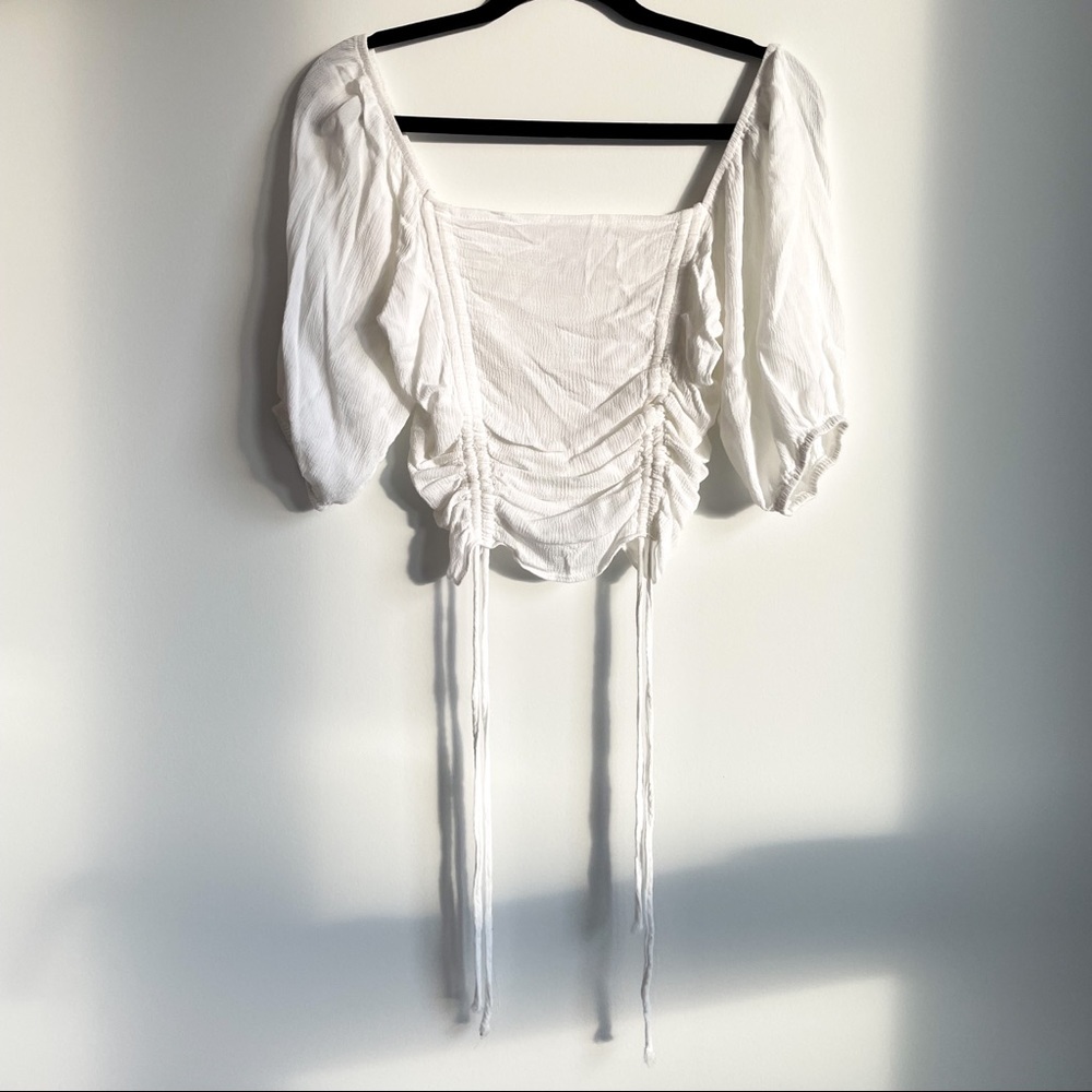 VRG GRL White Short-Sleeved Blouse (SMALL)